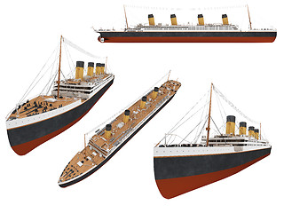 Image showing Collage of isolated ship