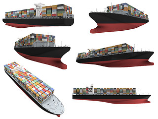 Image showing Collage of isolated ship