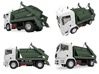 Image showing Collage of isolated dump truck