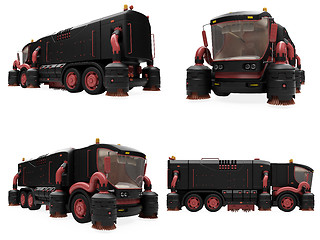 Image showing Collage of isolated concept wash truck