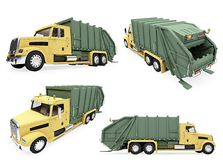 Image showing Collage of isolated dump truck