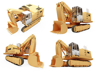 Image showing Collage of isolated construction truck