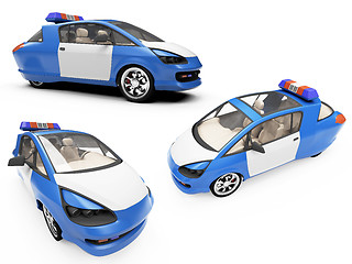 Image showing Collage of isolated concept police car