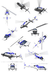 Image showing Collage of isolated helicopter