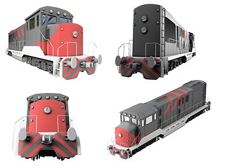 Image showing Collage of isolated train