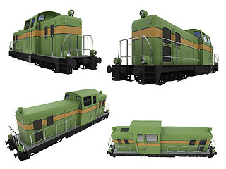 Image showing Collage of isolated train