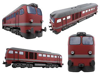 Image showing Collage of isolated train