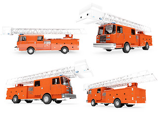 Image showing Collage of isolated firetruck