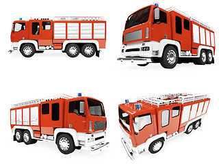 Image showing Collage of isolated firetruck