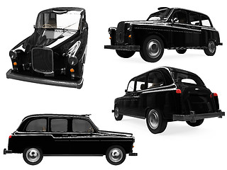 Image showing Collage of isolated black taxi