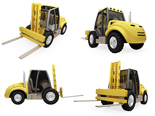 Image showing Collage of isolated fork truck