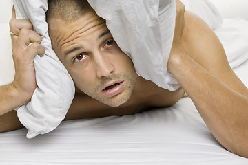 Image showing Man Trying to Sleep