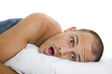 Image showing Surprised Man Waking Up