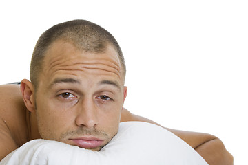 Image showing Man Trying to Sleep