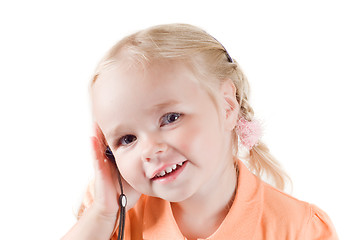 Image showing Little girl with mobile