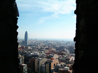 Image showing Barcelona skyline from La Sagrada Familia