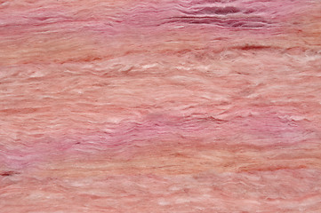 Image showing Pink fiberglass insulation material