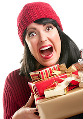 Image showing Pretty Woman Holding Holiday Gifts