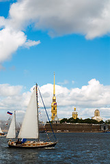 Image showing Yachts show under cloudy sky