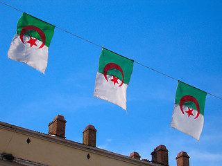 Image showing row  national flags of Algeria country