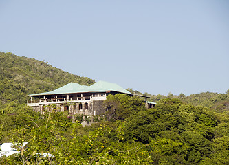 Image showing native style caribbean house mansion with spectacular view of is