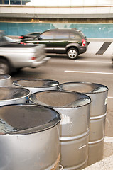 Image showing steel pan drums roadside port of spain trinidad
