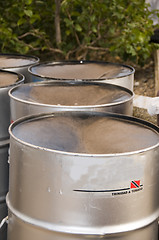 Image showing steel pan drums roadside port of spain trinidad