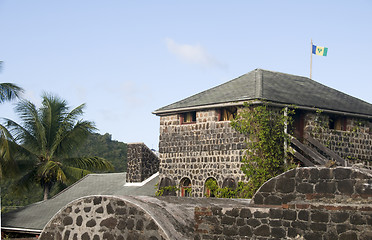 Image showing old fort with st. vincent flag in bequia st. vincent and the gre