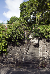 Image showing typical residential home entry steps and wall architecture bequi