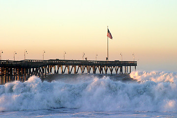 Image showing Ocean Wave Storm Pier