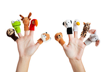 Image showing Hand with animal puppets