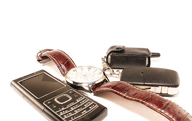 Image showing Watch, phone and key