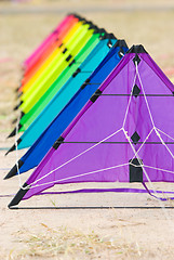 Image showing Kites on the ground