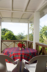 Image showing dining table patio budget guest house bequia