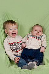 Image showing Baby Boys in Winter Clothes