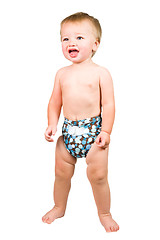 Image showing Cute Baby Boy Isolated Wearing Cloth Diaper 