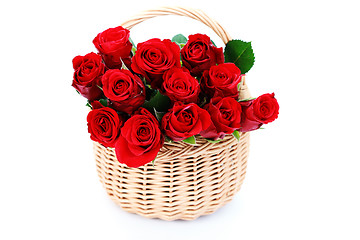 Image showing basket full of red roses