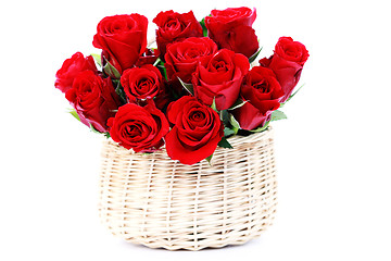 Image showing basket full of red roses