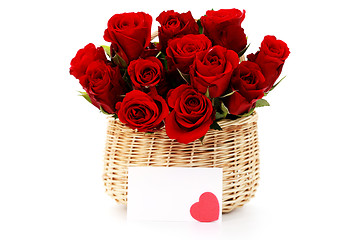 Image showing basket full of red roses