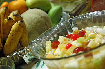 Image showing fruit salad containing cherries, mangoes, apples, mangoes