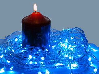 Image showing Blue LED and the candle