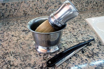 Image showing Shaving Brush and razor
