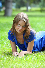 Image showing Young girl resting