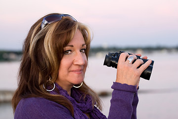 Image showing Woman with Binoculars