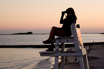 Image showing Lifeguard with Binoculars