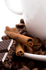 Image showing coffee, beans, cinnamon and black chocolate