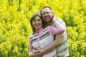 Image showing Couple in flower meadow