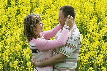 Image showing Couple in flower meadow