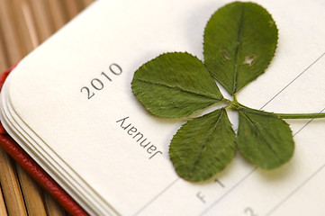 Image showing Four Leaf Clover  and New Year. January 2010.