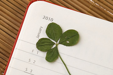 Image showing Four Leaf Clover  and New Year. January 2010.